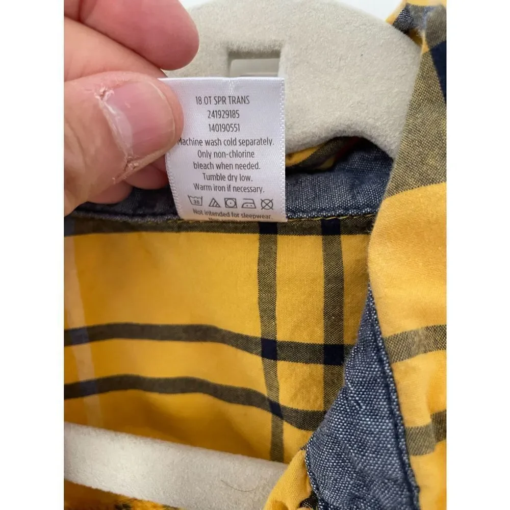 Gymboree boys yelllw plaid button down shirt L